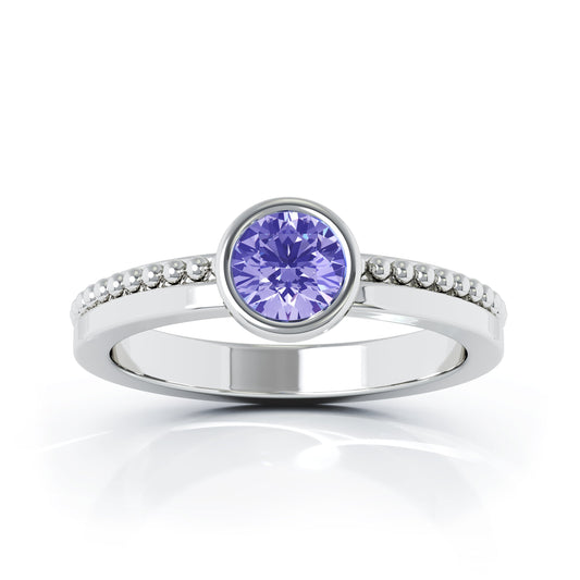 Bezel 5MM Gemstone Bead Ring in 14K Gold