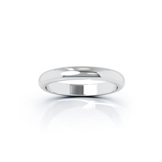 Domed Profile 3MM High Polished Wedding Band in 14K Gold
