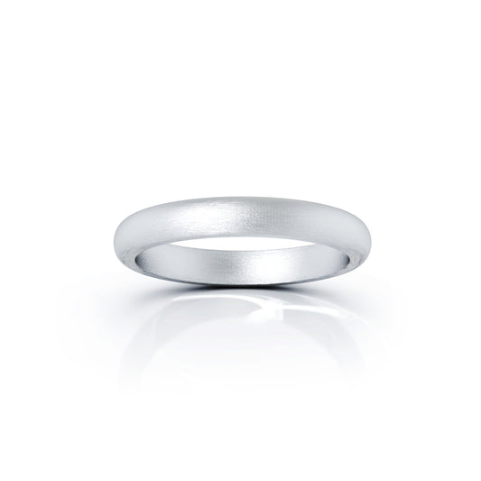 Domed Profile 3MM Matte Finish Wedding Band in 14K Gold