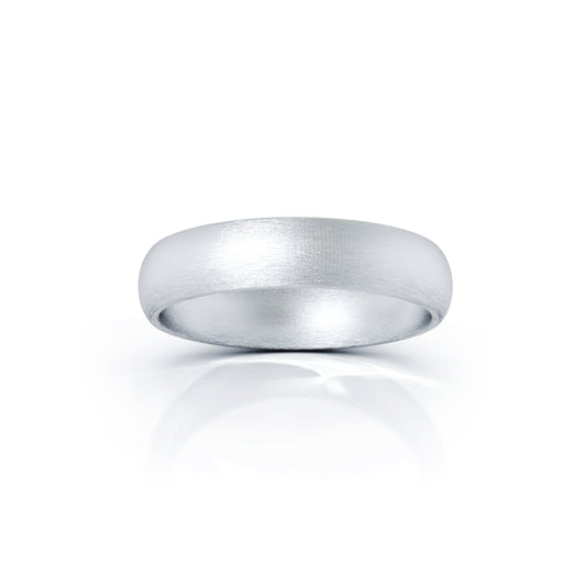 Domed Profile 4.5MM Matte Finish Wedding Band in 14K Gold