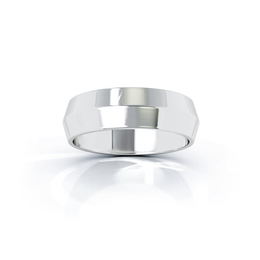 Triangle Profile 6MM High Polished Wedding Band in 14K Gold