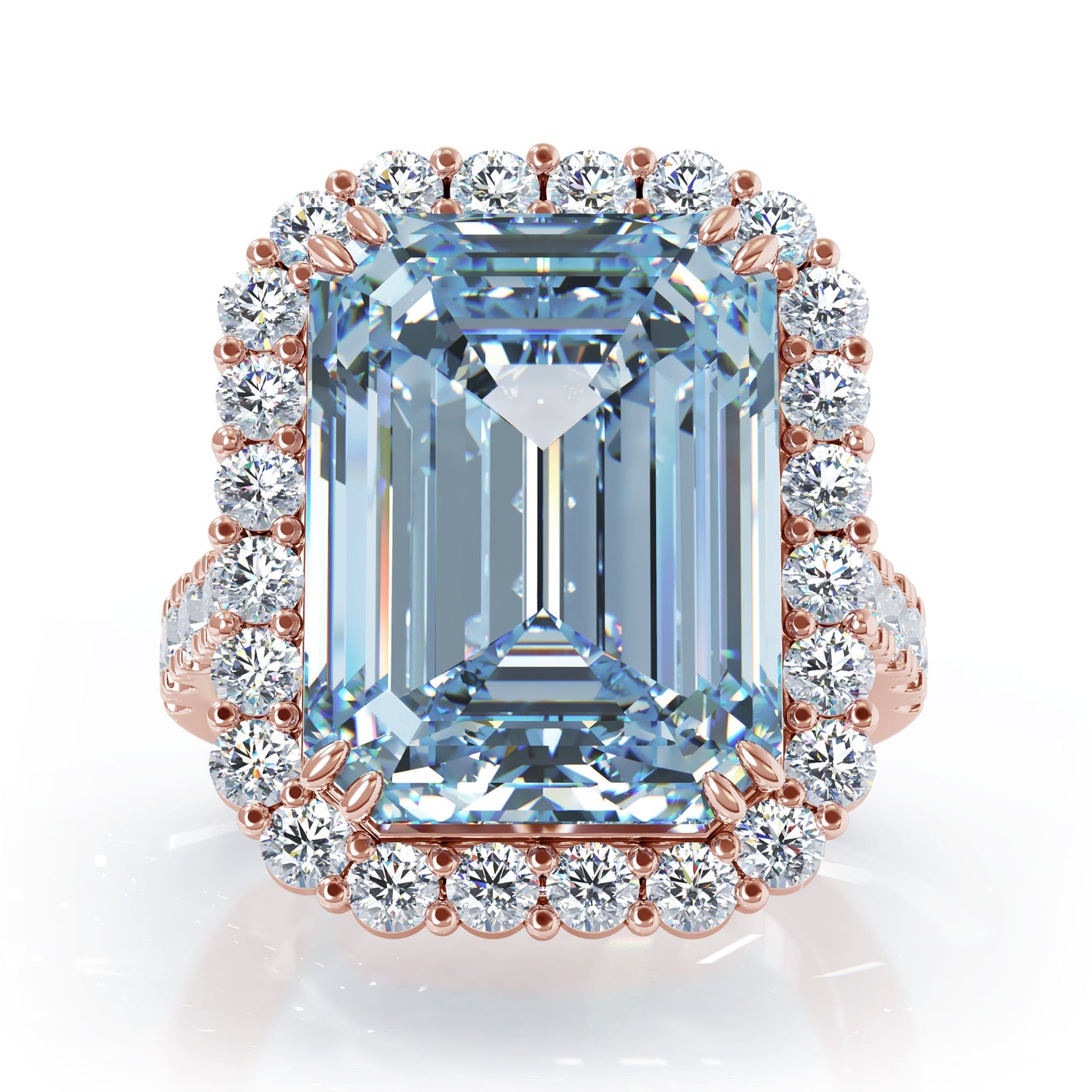 Emerald Cut Gemstone & 1.35Ct Diamond Ring in 14K Gold