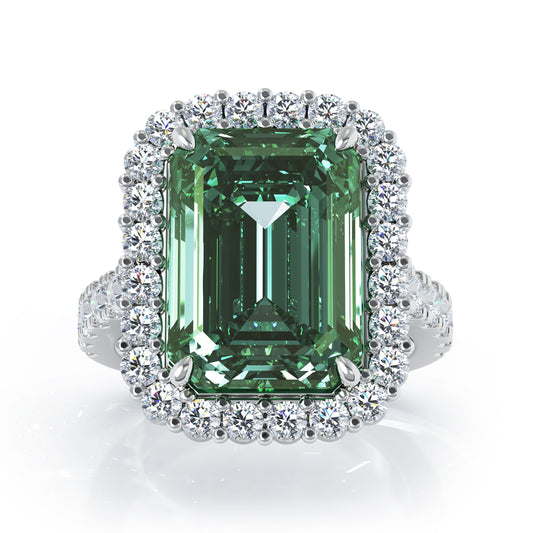 Emerald Cut Tourmaline & 1.45Ct Diamond Ring in 14K Gold