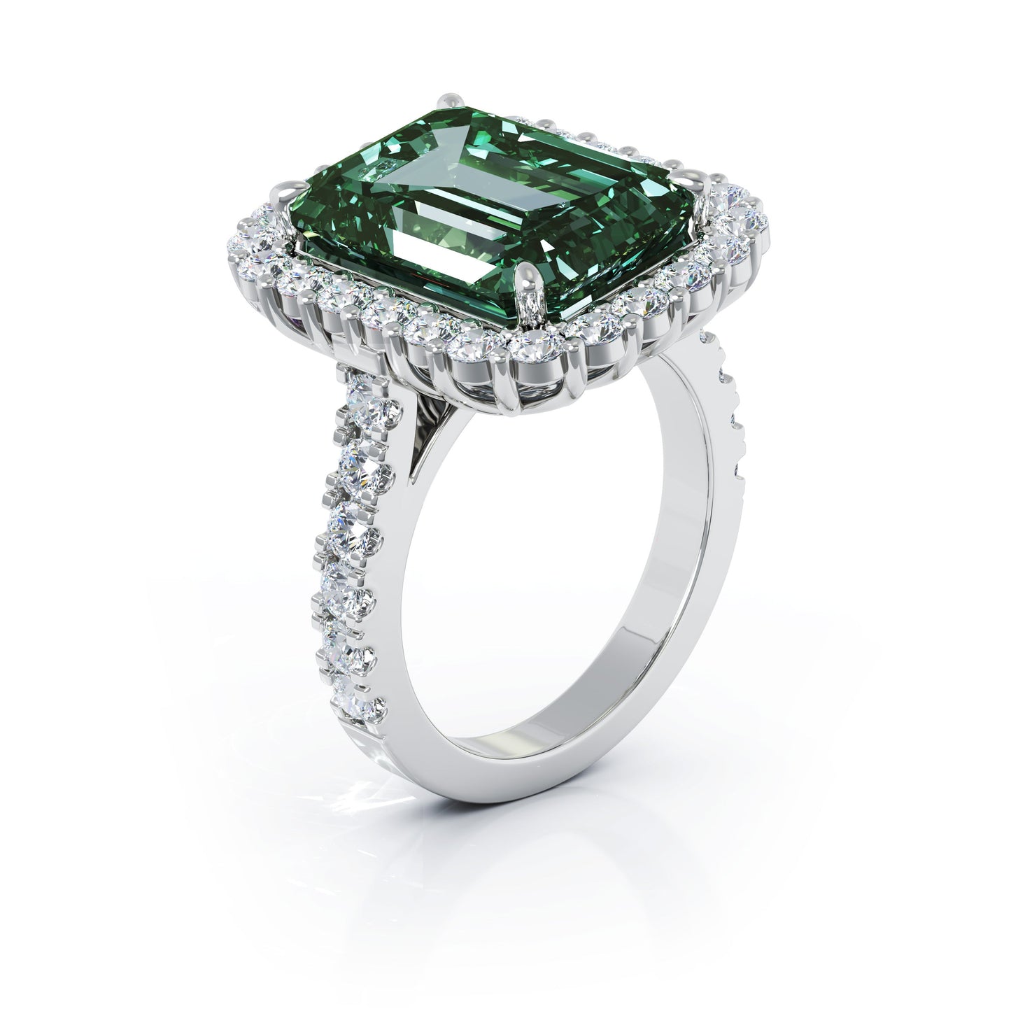 Emerald Cut Tourmaline & 1.45Ct Diamond Ring in 14K Gold