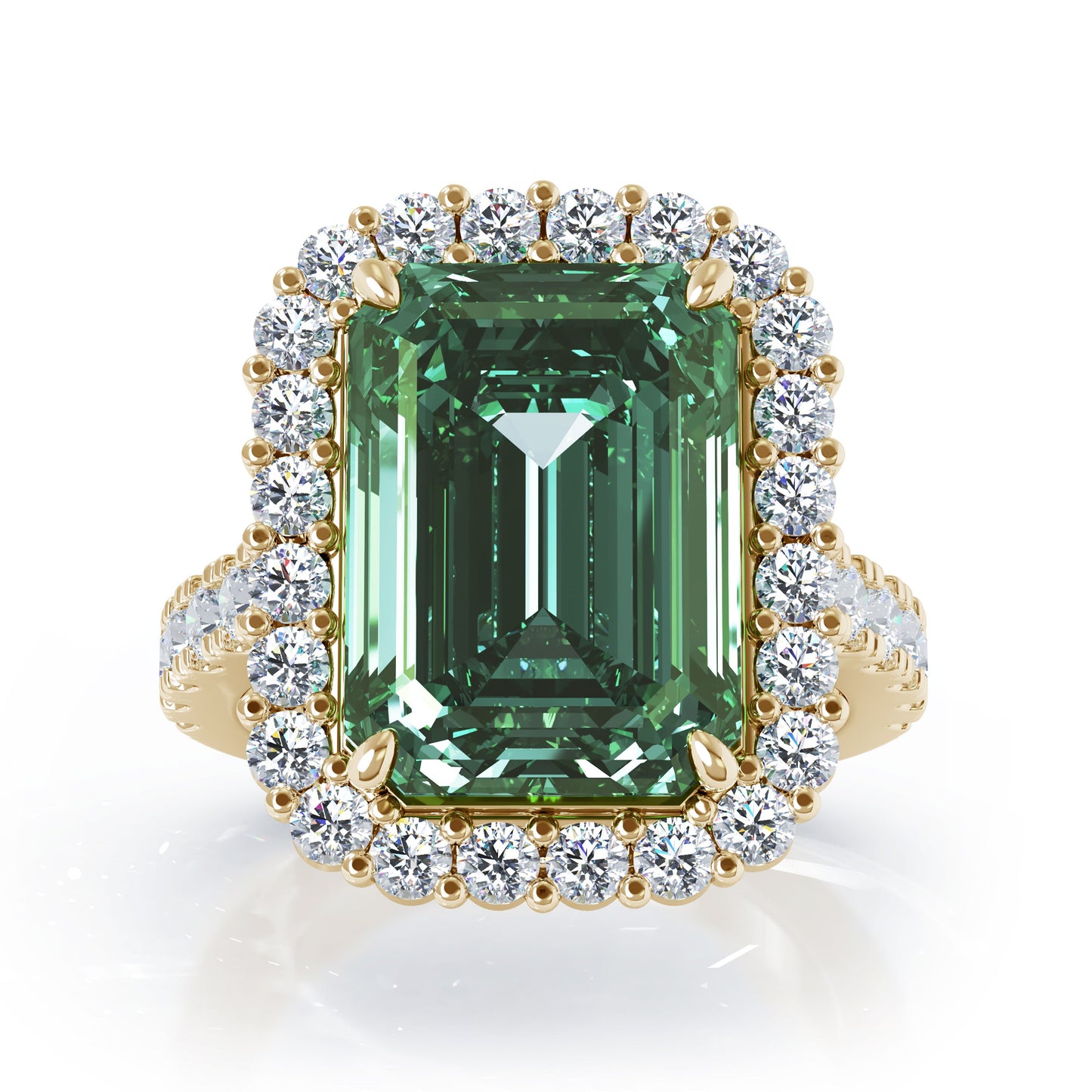 Emerald Cut Tourmaline & 1.45Ct Diamond Ring in 14K Gold