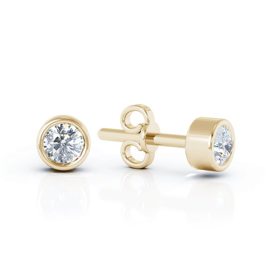 0.25 Ct Diamond Bezel Set Stud Earrings in 14K Gold