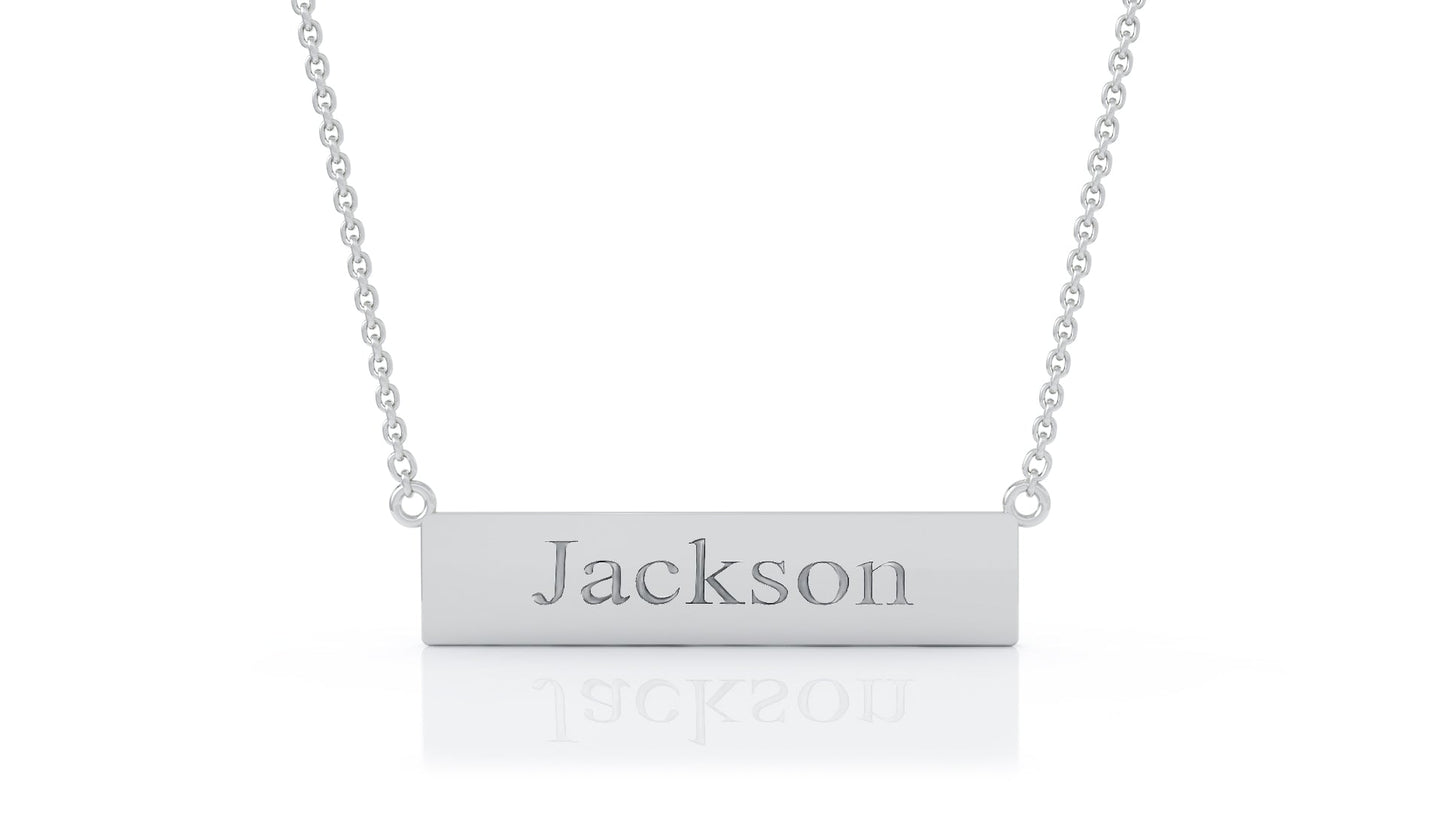 Engravable Bar Necklace, 17"-18" / Free Engraving in 14K Gold