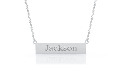 Engravable Bar Necklace, 17"-18" / Free Engraving in 14K Gold