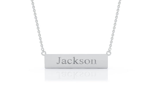 Engravable Bar Necklace, 17"-18" / Free Engraving in 14K Gold