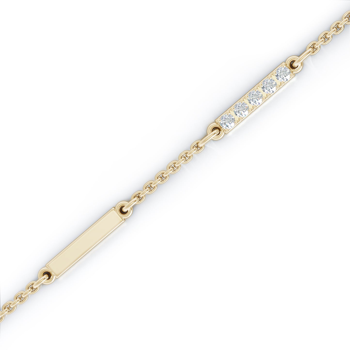 0.35Ct Diamond & Gold Bar Chain Station Earrings in 14K Gold