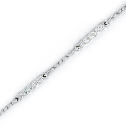 0.50Ct Diamond Bar Chain Station Earrings in 14K Gold