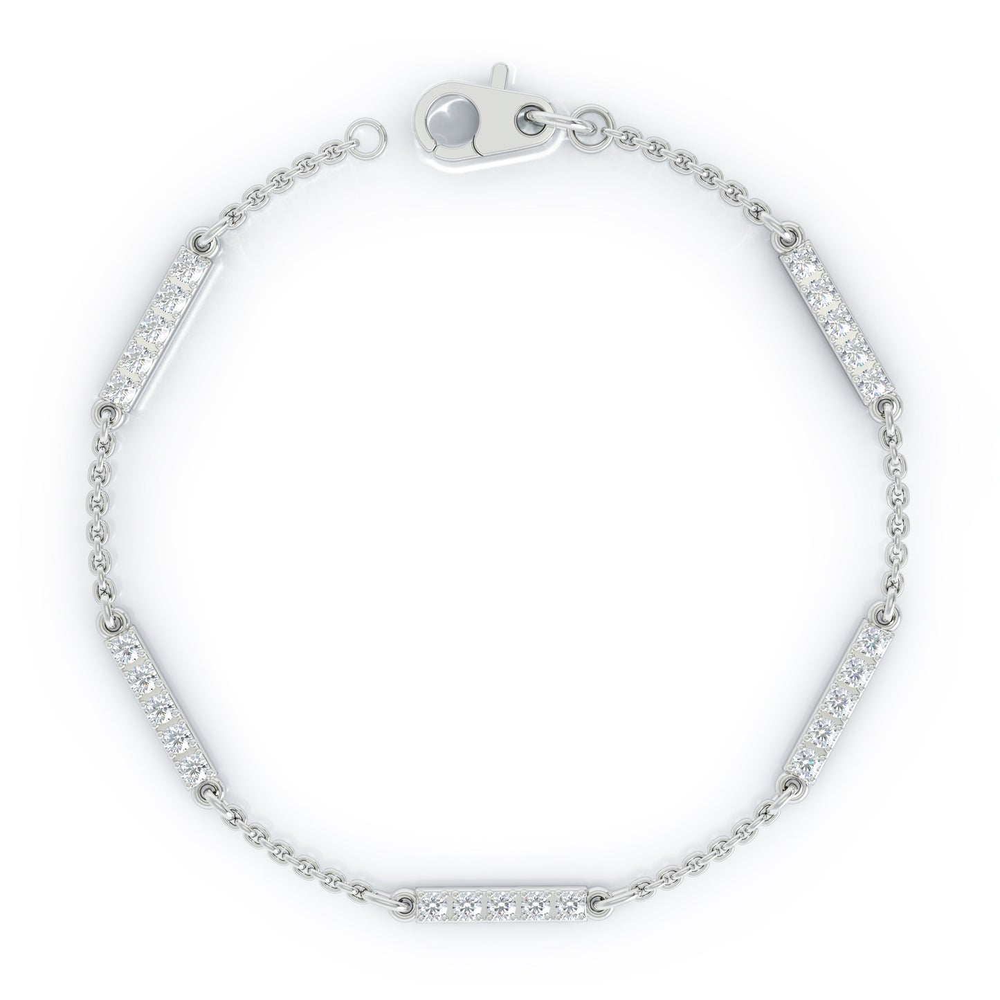0.50Ct Diamond Bar Chain Station Bracelet, 7" in 14K Gold