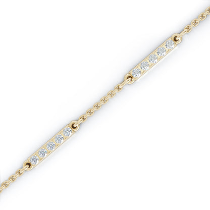 0.50Ct Diamond Bar Chain Station Earrings in 14K Gold