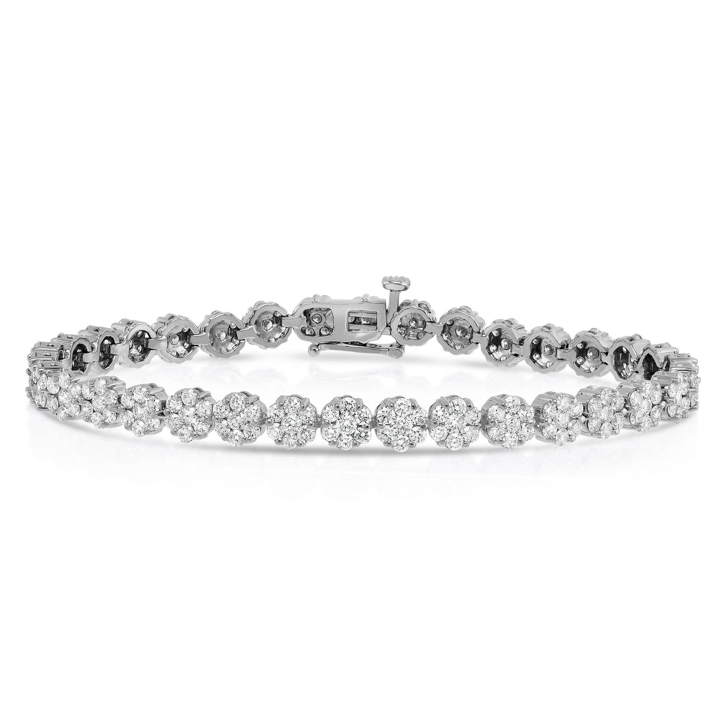 Floral 5.00Ct Diamond Cluster Tennis Bracelet in 14K White Gold