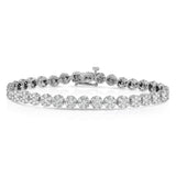 Floral 5.00Ct Diamond Cluster Tennis Bracelet in 14K White Gold