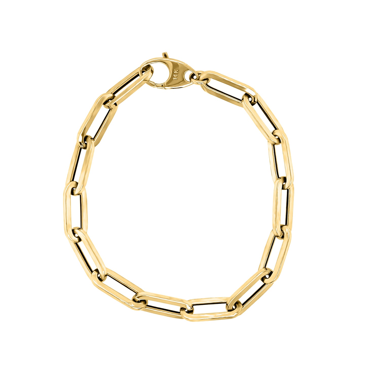 Link Paperclip Link Chain Bracelet, 7.5" in 14K Gold