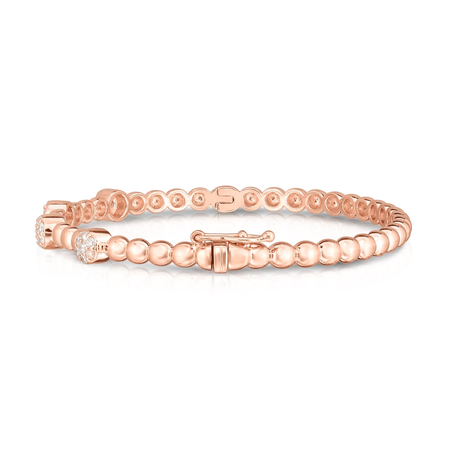 Cluster Bead 0.40Ct Diamond Bangle in 14K Gold