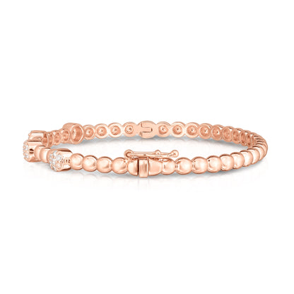 Cluster Bead 0.40Ct Diamond Bangle in 14K Gold