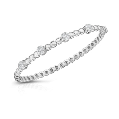 Cluster Bead 0.40Ct Diamond Bangle in 14K Gold