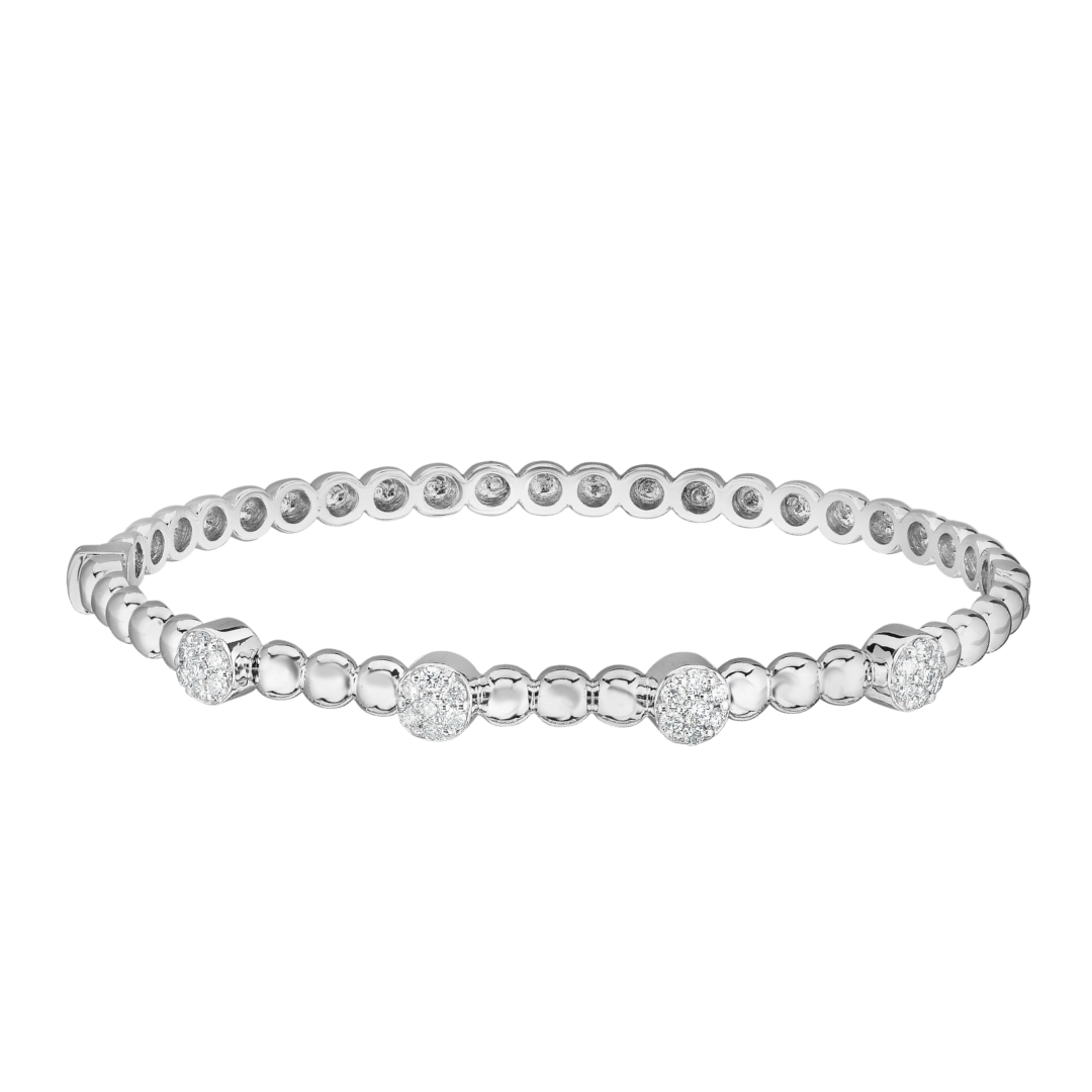 Cluster Bead 0.40Ct Diamond Bangle in 14K Gold