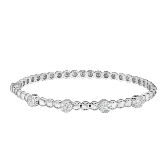 Cluster Bead 0.40Ct Diamond Bangle in 14K Gold