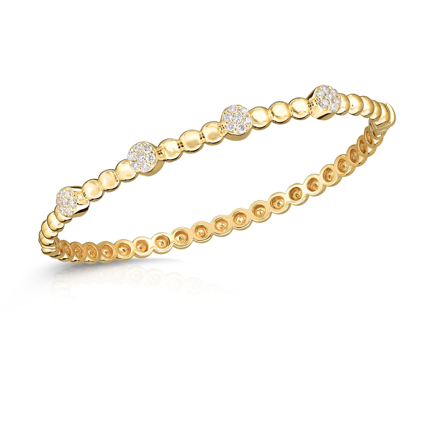 Cluster Bead 0.40Ct Diamond Bangle in 14K Gold