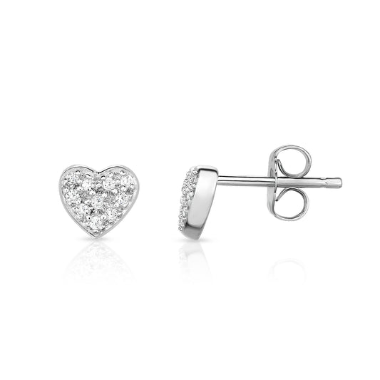 0.12Ct Diamond Heart Earrings in 14K White Gold