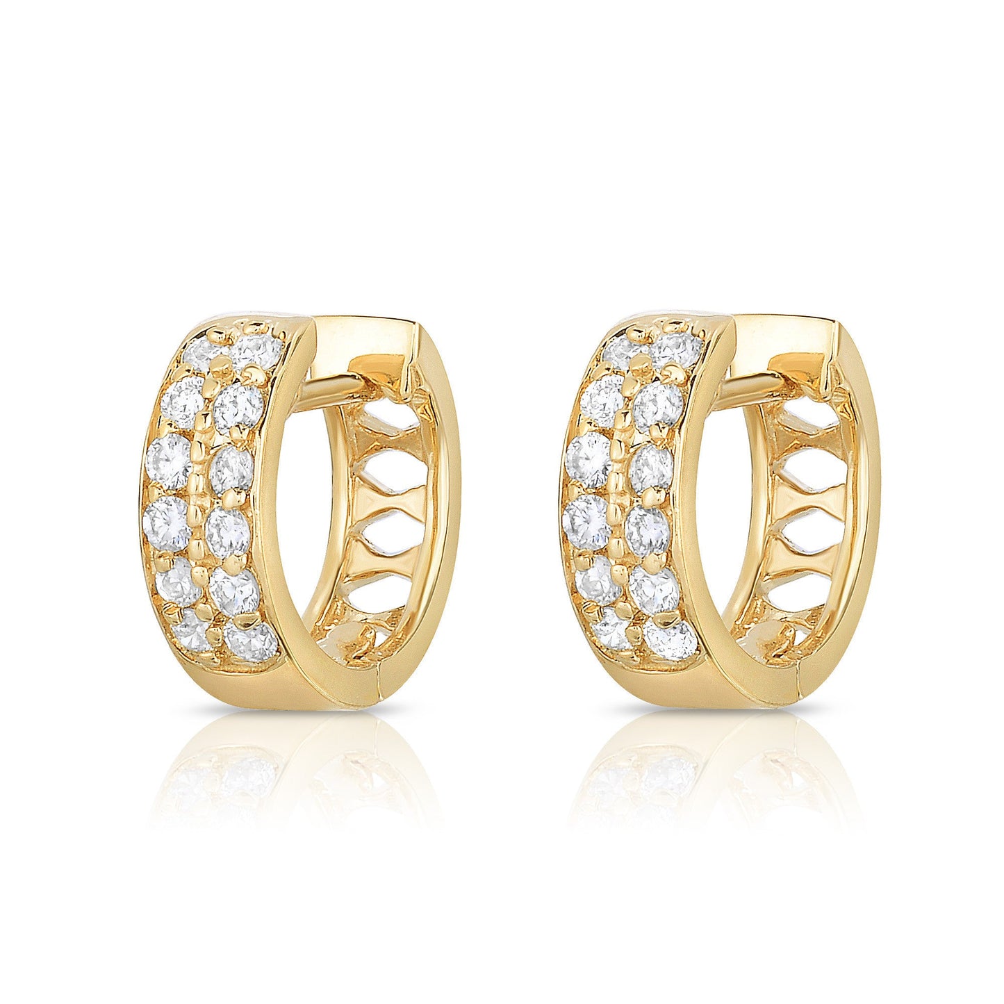0.24Ct Diamond Huggie Earrings in 14K Gold