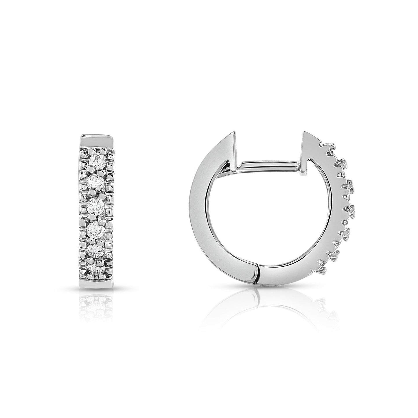 0.12Ct Diamond Huggie Hoop Earrings in 14K White Gold