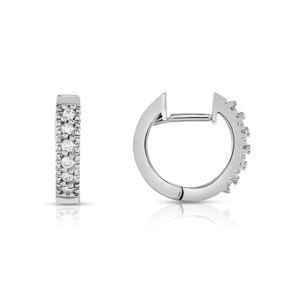 0.12Ct Diamond Huggie Hoop Earrings in 14K White Gold