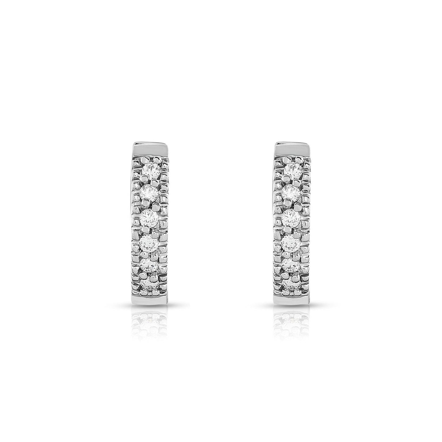 0.12Ct Diamond Huggie Hoop Earrings in 14K White Gold
