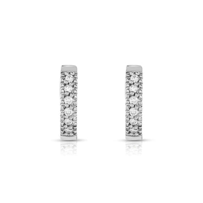 0.12Ct Diamond Huggie Hoop Earrings in 14K White Gold