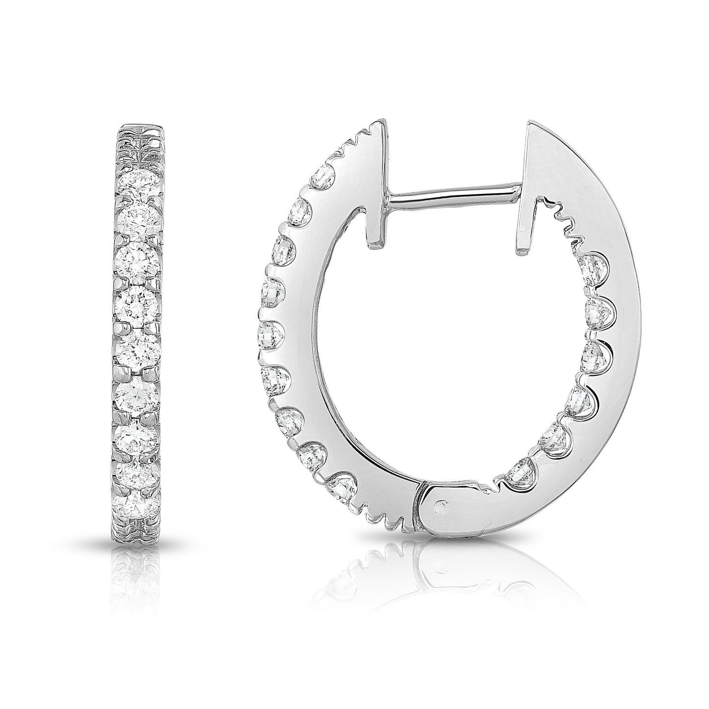 Inside-Out 1.00Ct Diamond Hoop Earrings in 14K White Gold