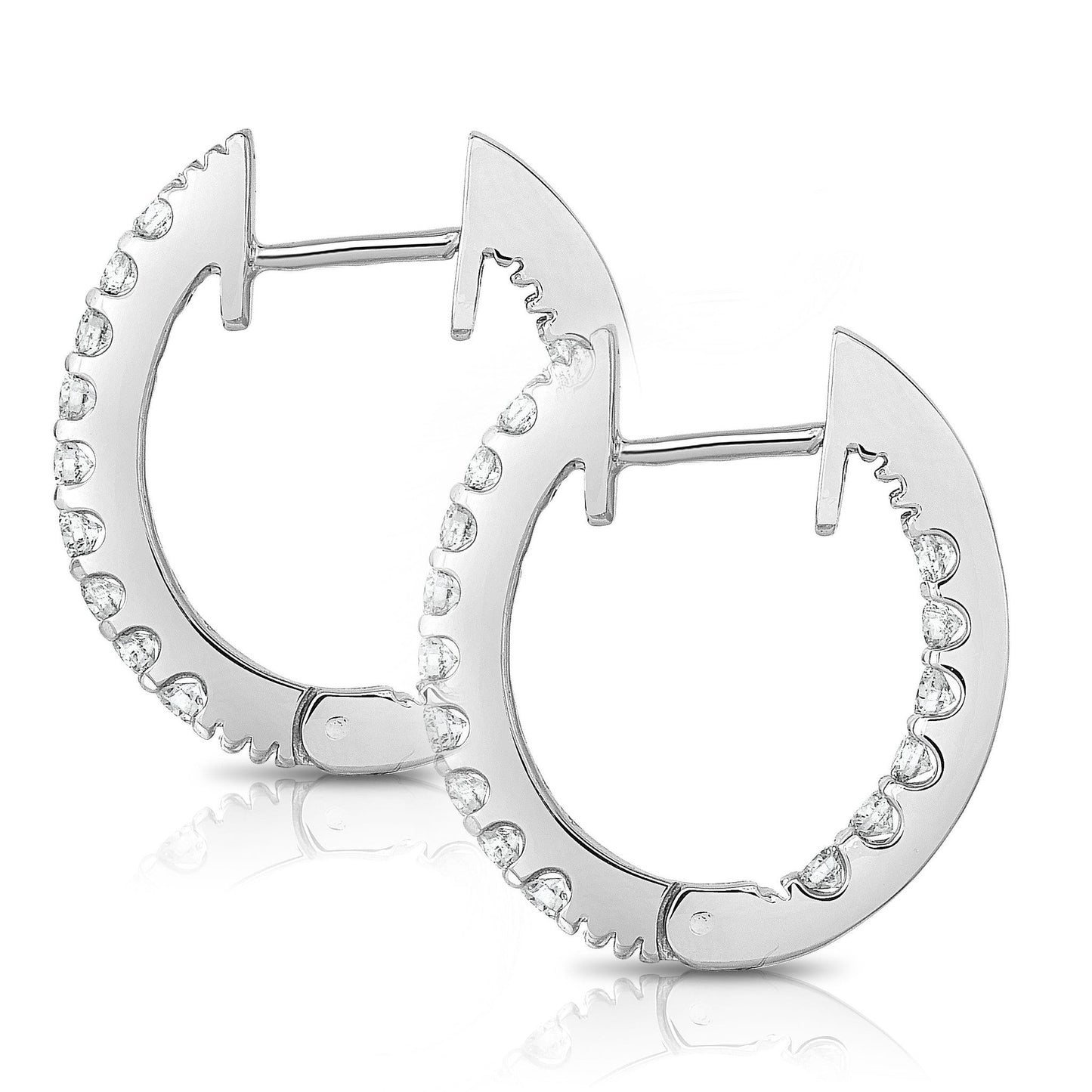 Inside-Out 1.00Ct Diamond Hoop Earrings in 14K White Gold