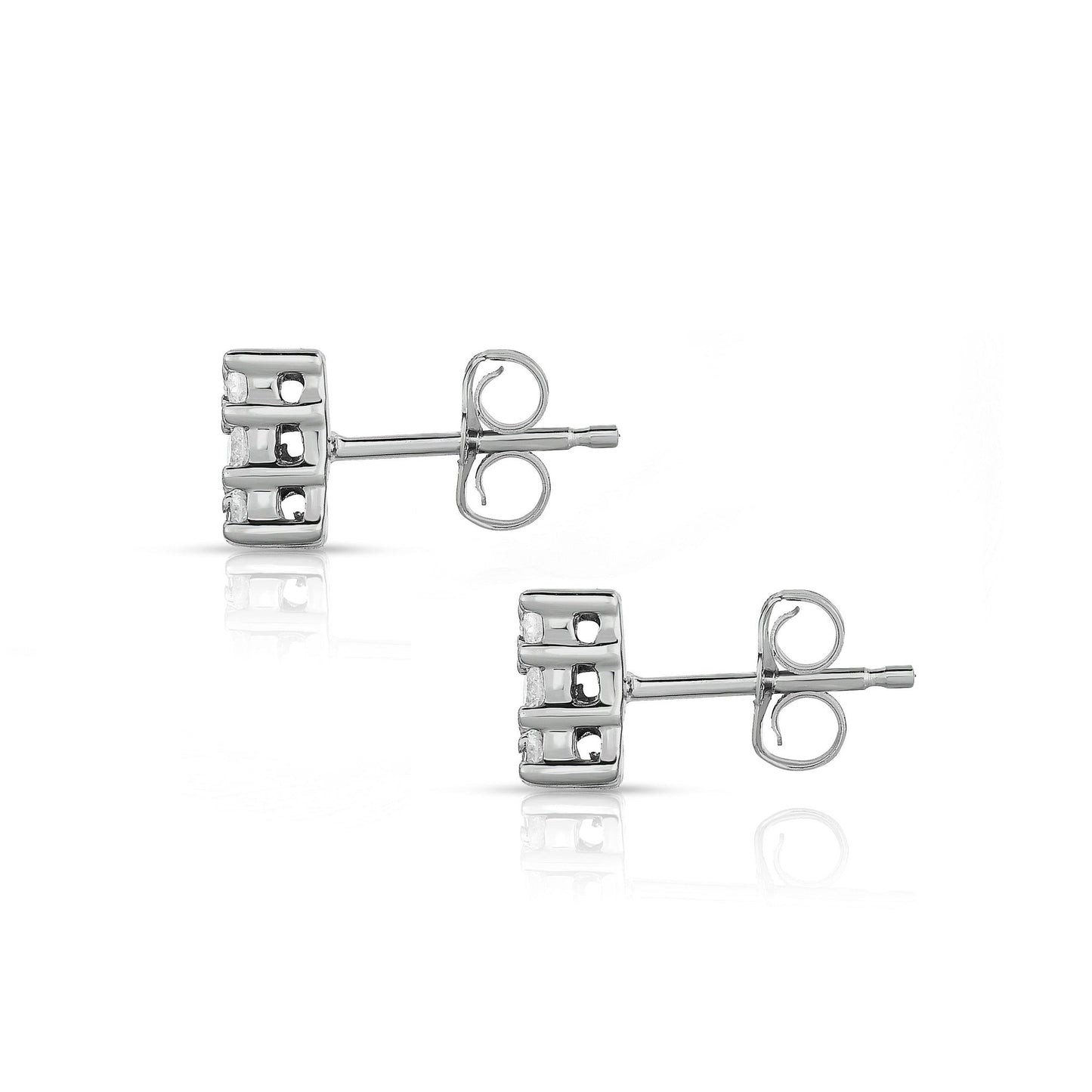 0.50Ct Diamond Cluster Square Stud Earrings in 14K White Gold