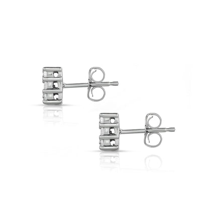 0.50Ct Diamond Cluster Square Stud Earrings in 14K White Gold