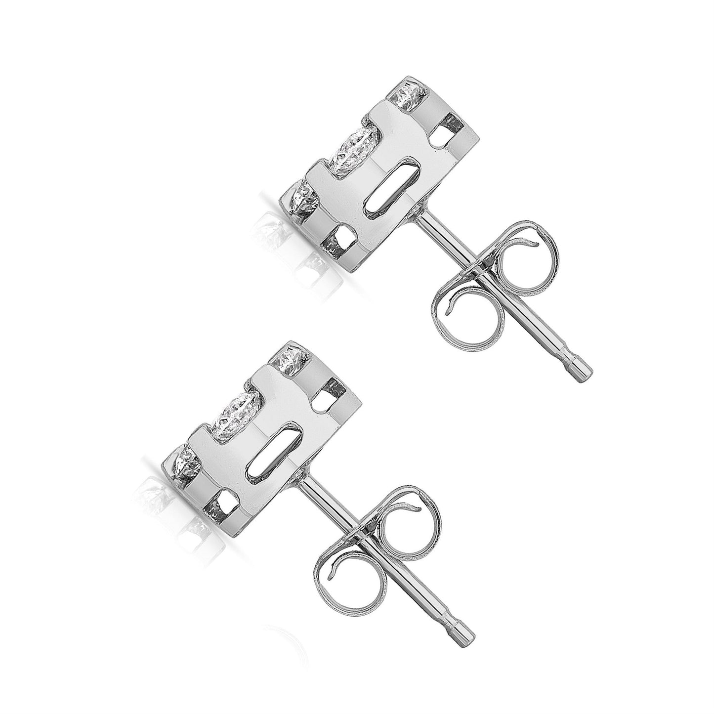 6-Prong 1.00Ct Diamond Flower Cluster Earrings in 14K White Gold