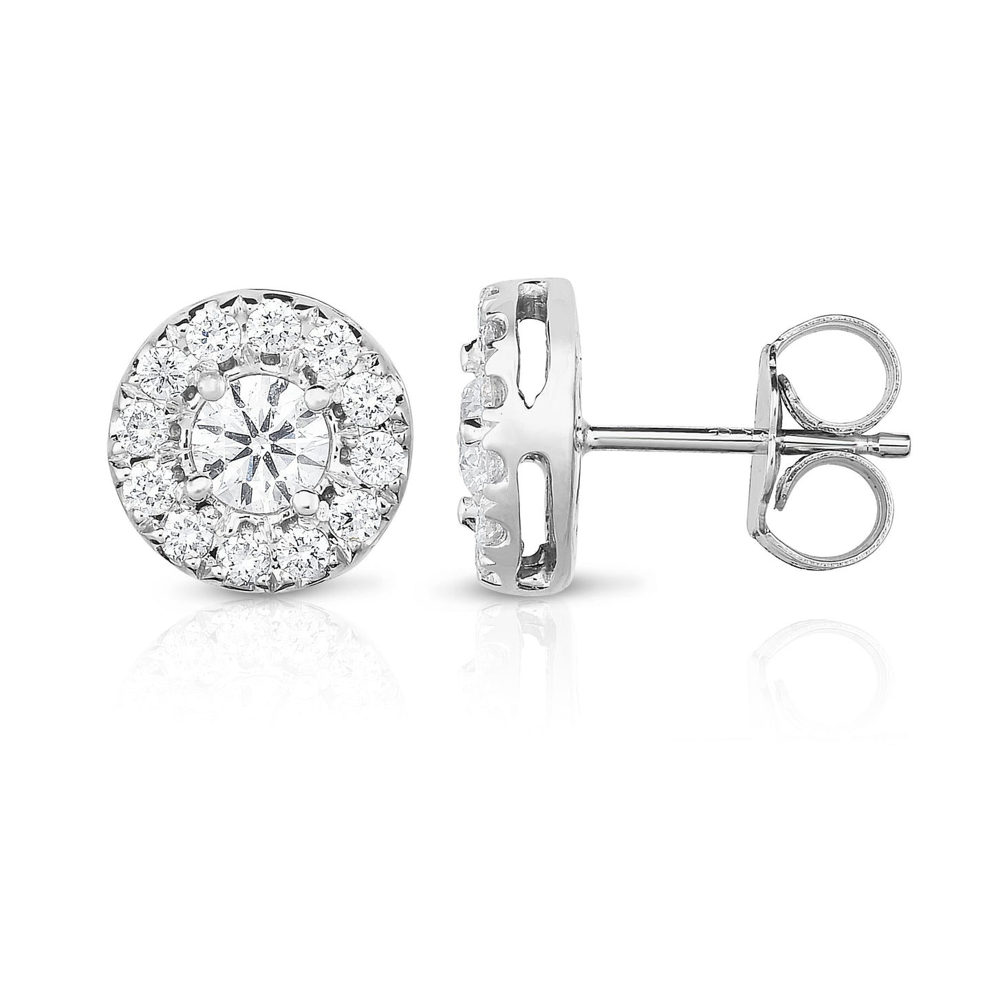 0.80Ct Diamond Round Cluster Stud Earring in 14K White Gold