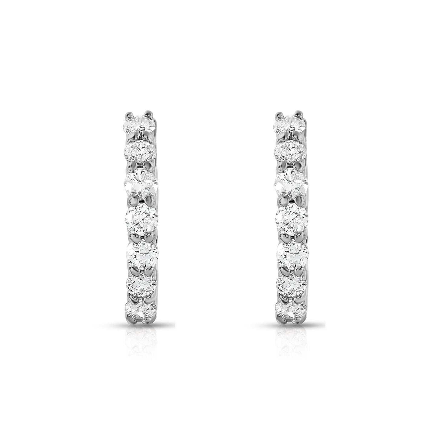 0.62Ct Diamond Huggie Hoop Earrings in 14K White Gold