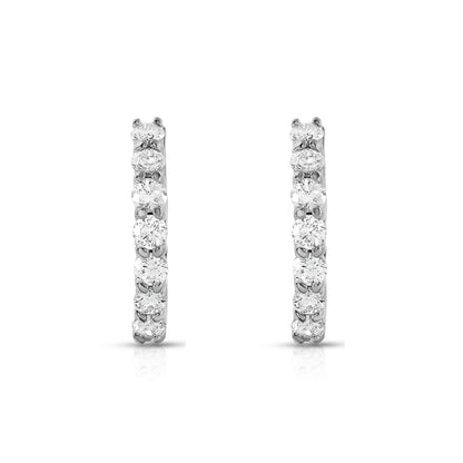 0.62Ct Diamond Huggie Hoop Earrings in 14K White Gold
