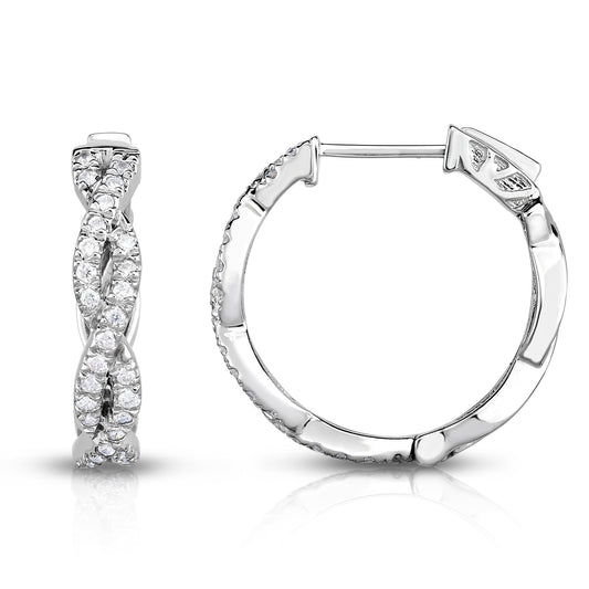 0.50Ct Diamond Infinity Hoop Earrings in 14K White Gold