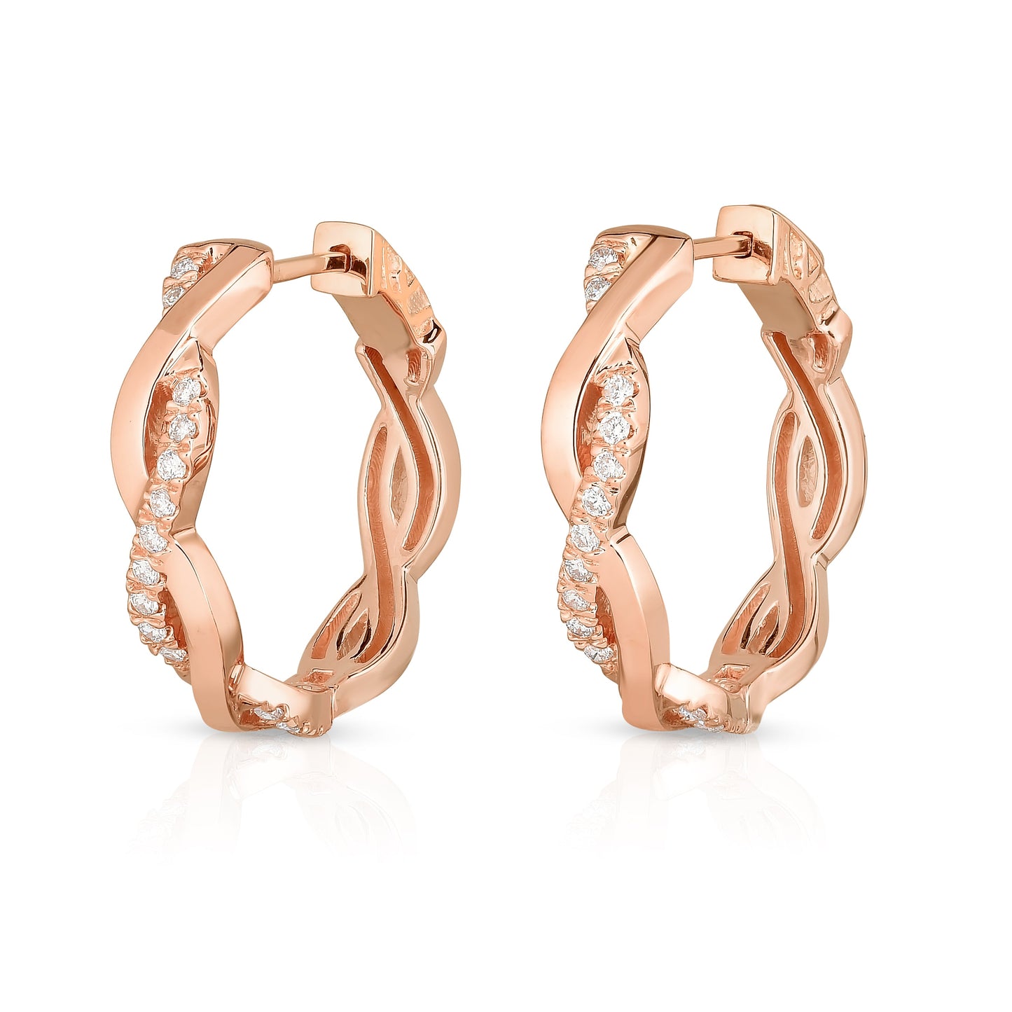 0.22Ct Diamond Infinity Hoop Earrings in 14K Gold