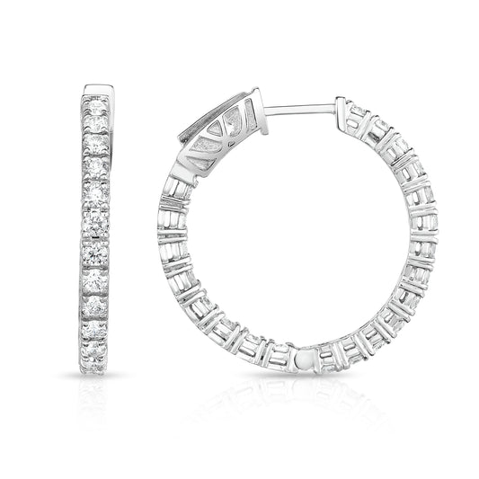 1.50Ct Diamond Inside-Out Hoop Earrings in 14K White Gold