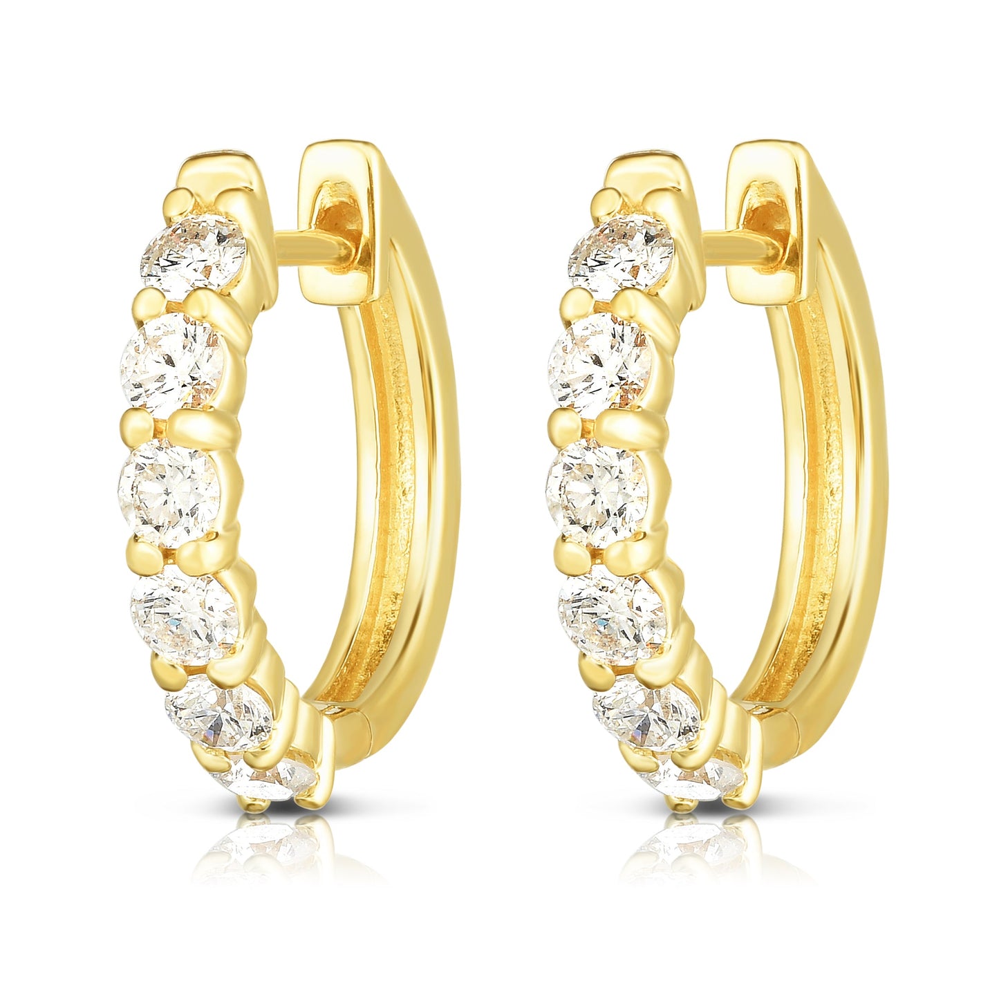 0.75Ct Diamond Huggie Hoop Earrings in 14K Gold