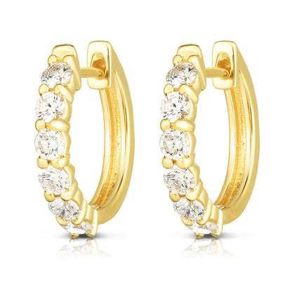 0.75Ct Diamond Huggie Hoop Earrings in 14K Gold