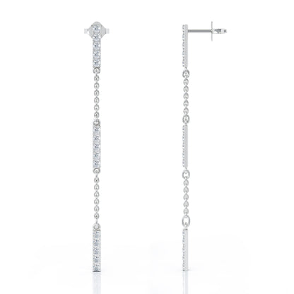 0.50Ct Diamond Bar Chain Station Earrings in 14K Gold
