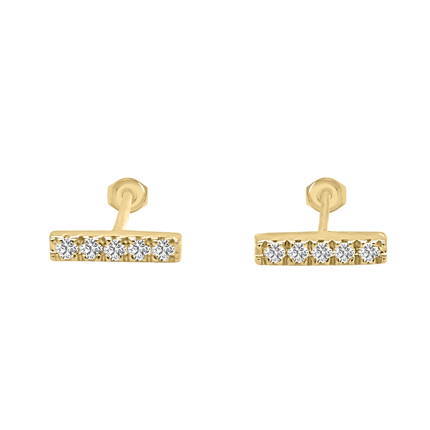 0.20Ct Diamond Bar Earrings in 14K Gold