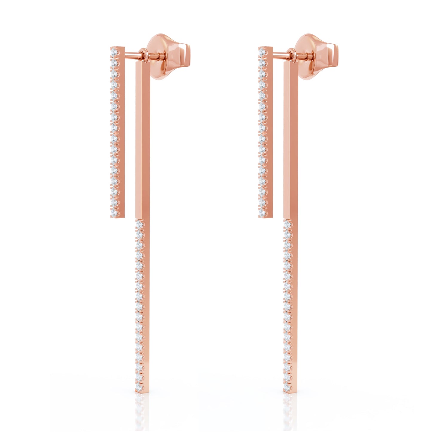 0.40Ct Diamond Double-Bar Drop Earrings in 14K Gold