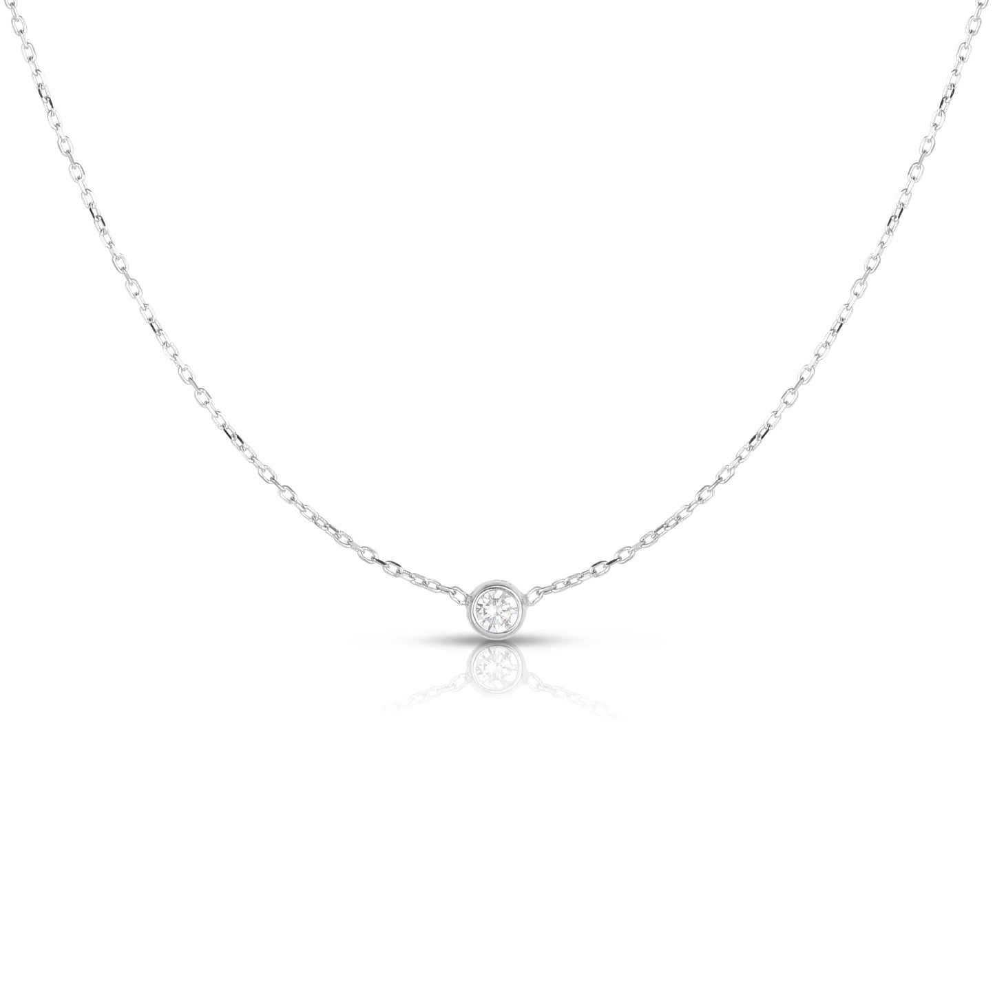 white gold diamond bezel necklace