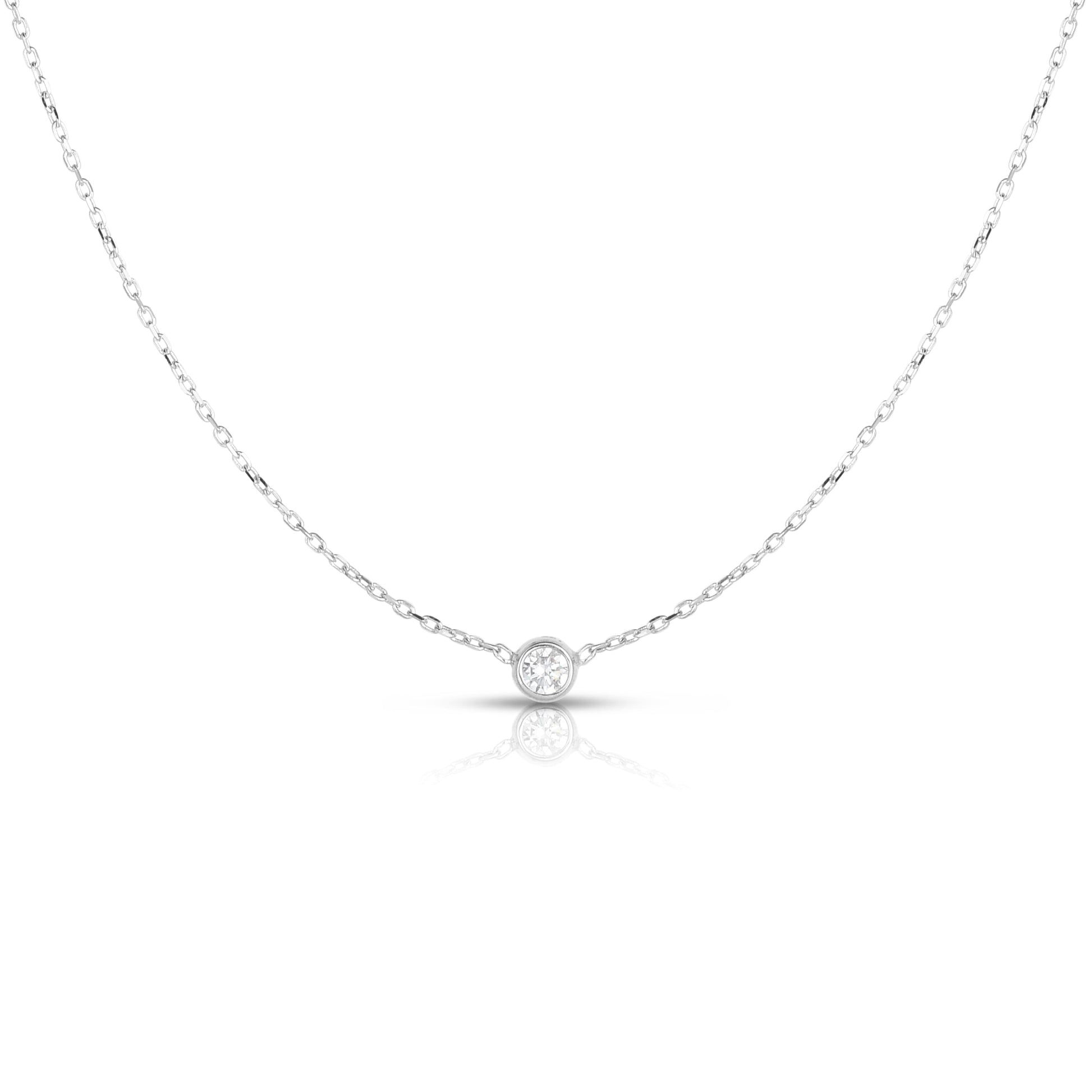 white gold diamond bezel necklace